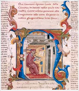 Particolare da Dante, Divina Commedia, codice guarneriano 200