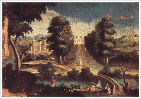 Paesaggio con Villa, olio su tela
